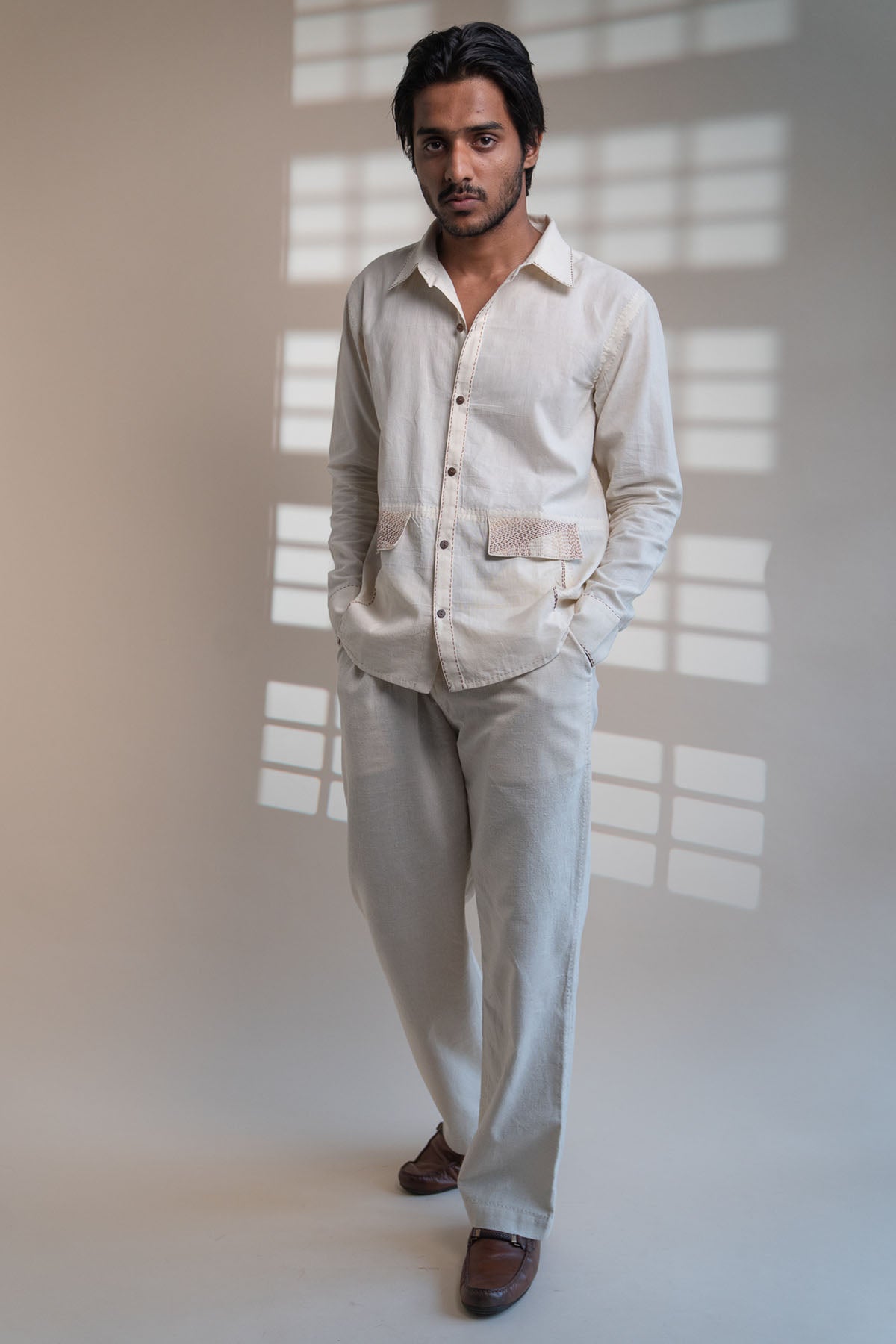 Buy Designer Flap Detail 100% Cotton Shirt By Lafaani